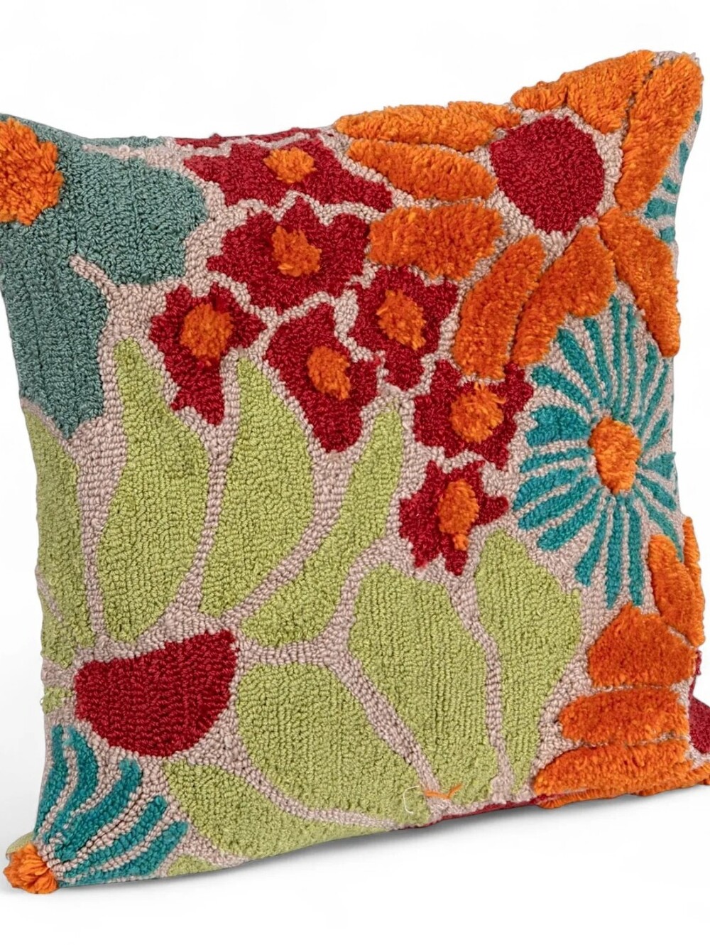 Vibrant Square Tufted Floral Theow Pillow
